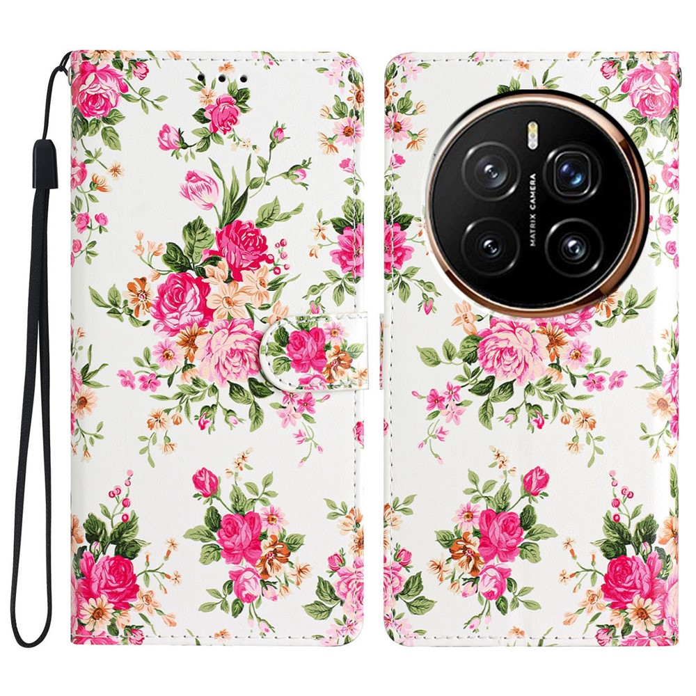  Honor Magic7 Pro Fodral Med Tryck Rosa Blommor