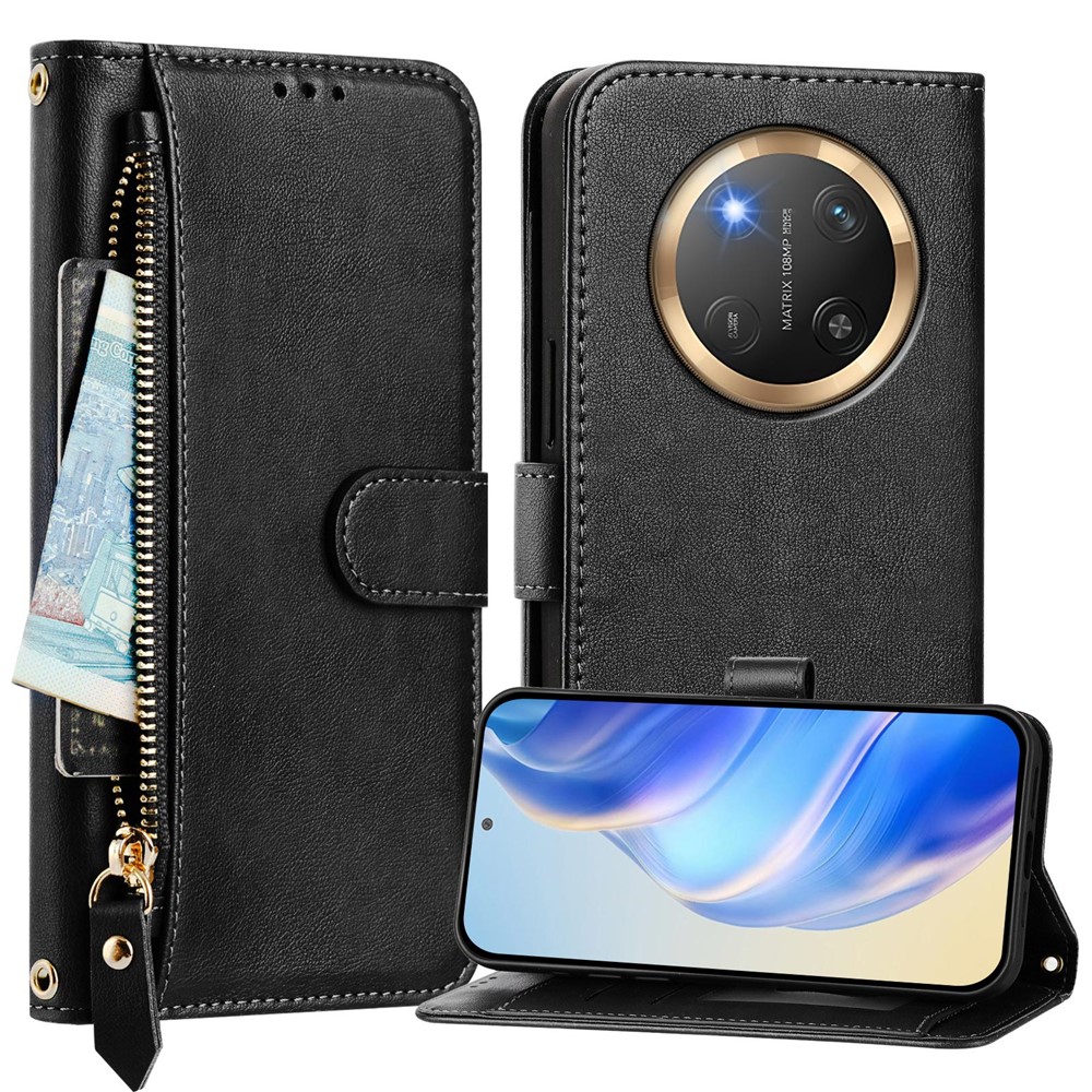  Honor Magic7 Lite Fodral Multifunktionellt Läder Svart