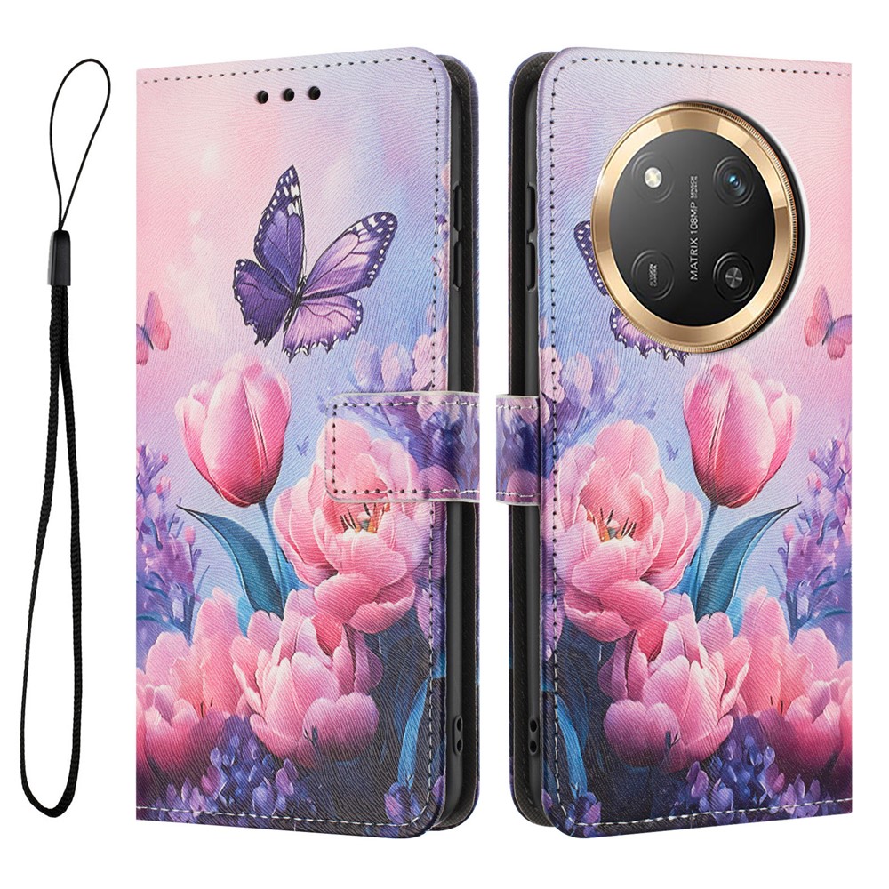  Honor Magic7 Lite Fodral Med Rosa Blommor