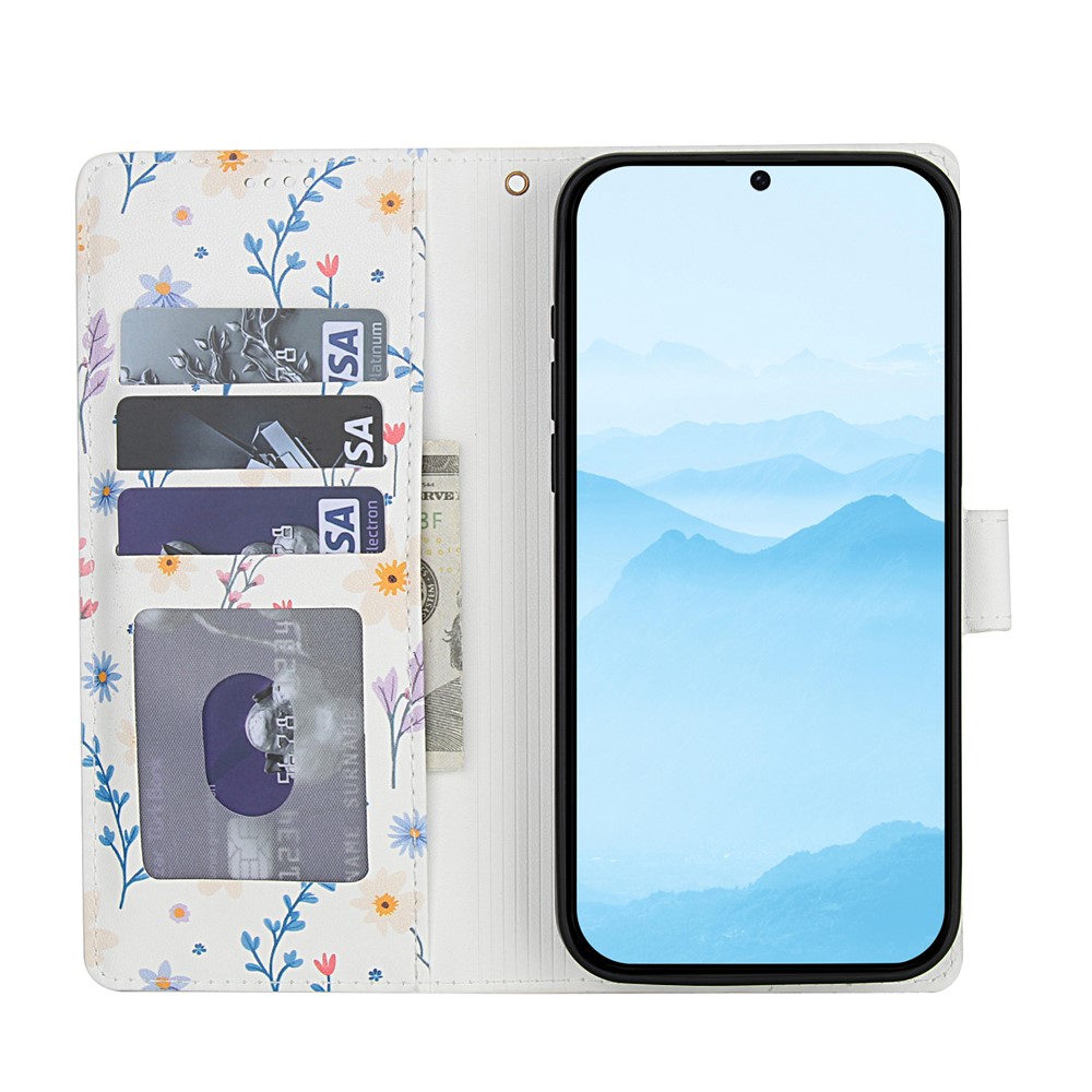  Honor 400 Lite Fodral Rhombus Läder Blommor Vit
