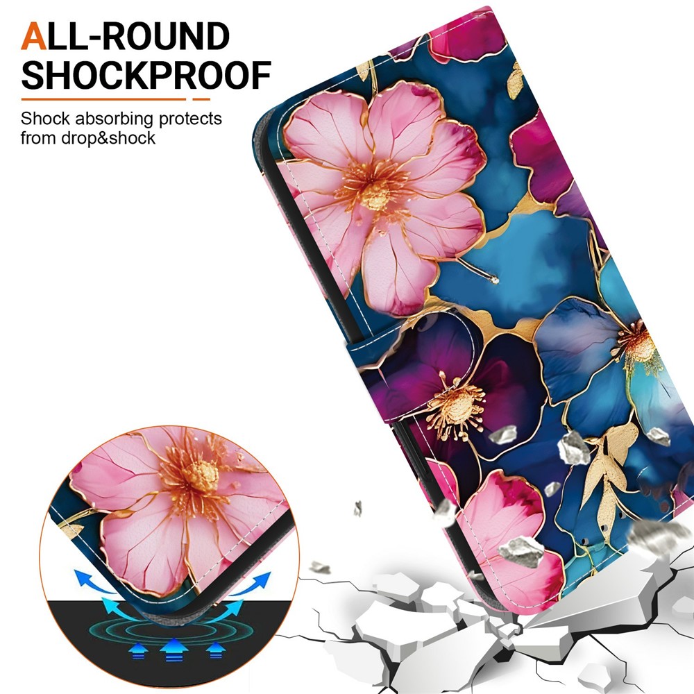  Honor 400 Smart Fodral Läder Blue Gold Flower