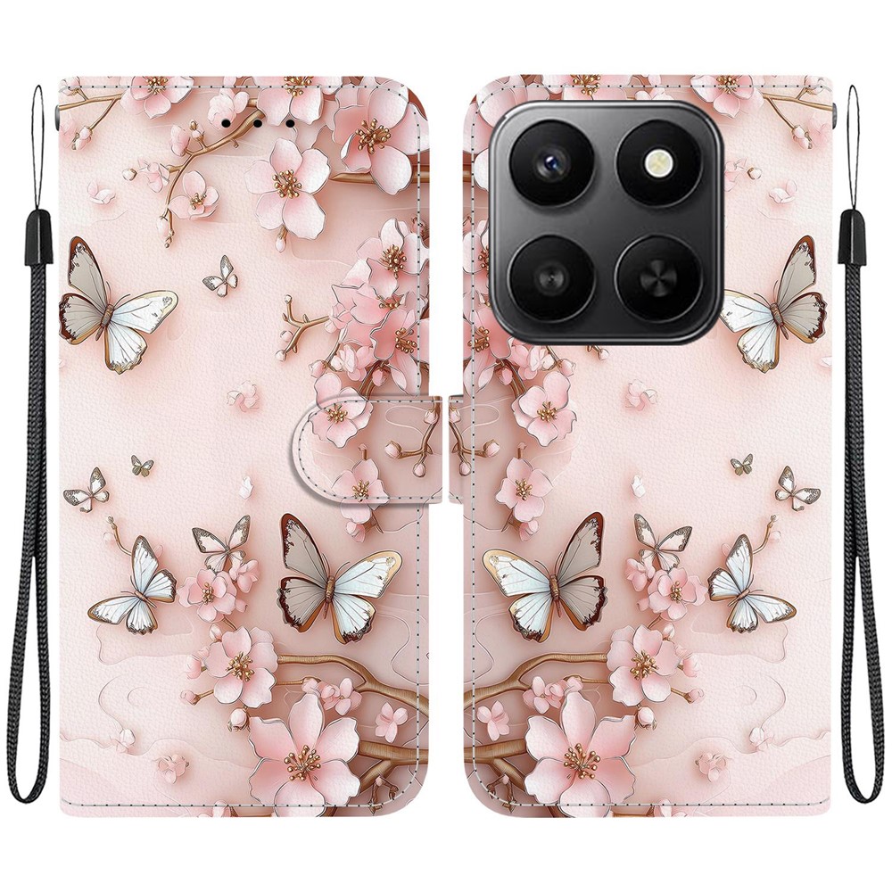  Honor 400 Smart Fodral Läder Pink Butterfly