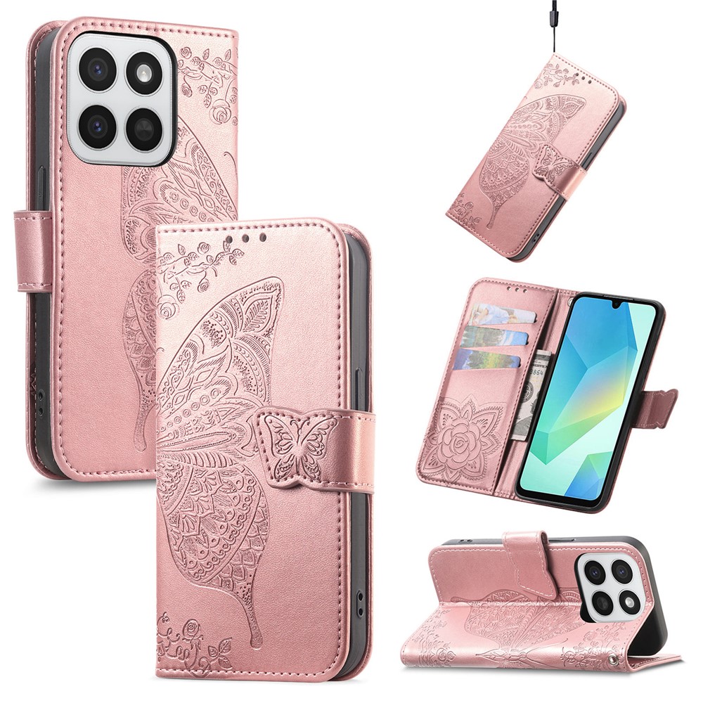  Honor 400 Smart Fodral Med Fjäril Tryck Roséguld