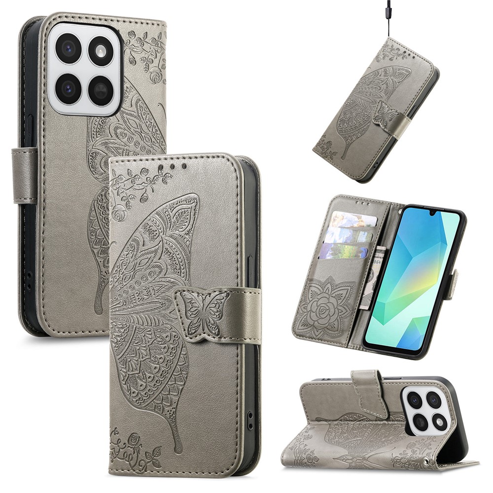  Honor 400 Smart Fodral Med Fjäril Tryck Grå