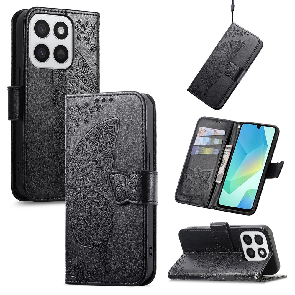  Honor 400 Smart Fodral Med Fjäril Tryck Svart