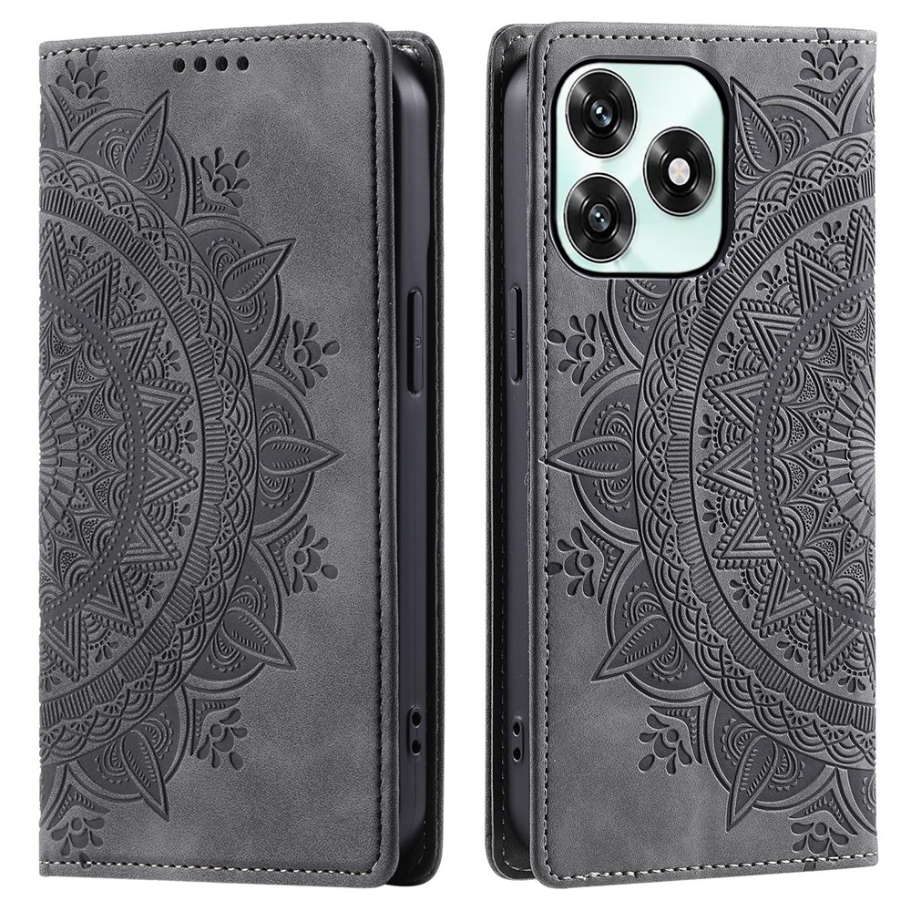  Honor X5c Plus Fodral Flip Mandala Läder Grå
