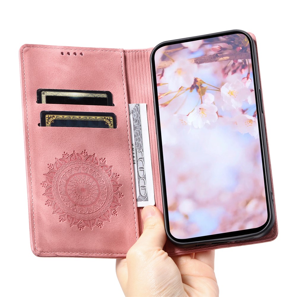  Honor X5c Plus Fodral Flip Mandala Läder Roséguld