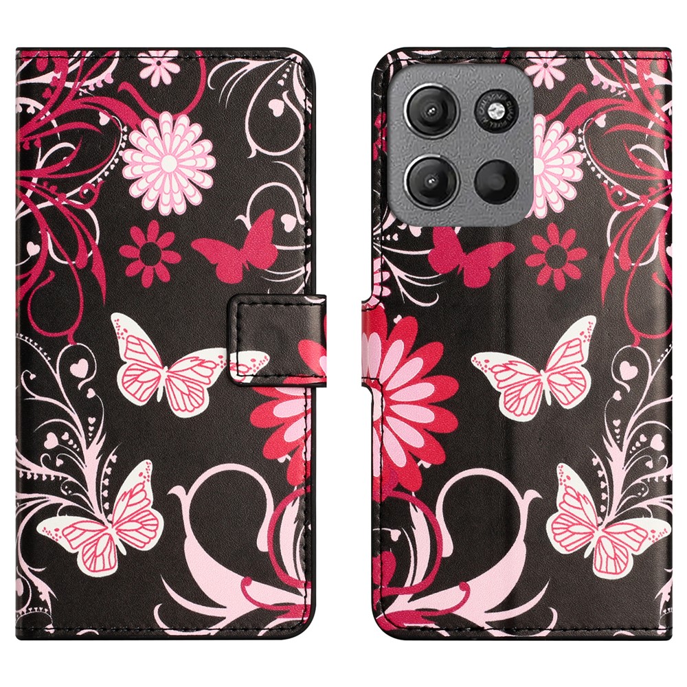  Motorola Moto G15 / G15 Power Fodral Med Tryck Rosa Fjärilar