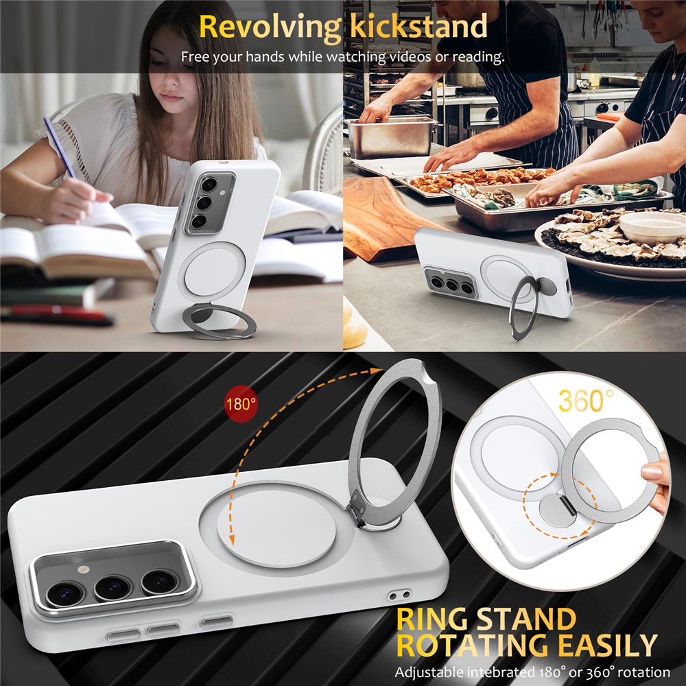  Samsung Galaxy S25 / S24 Skal MagSafe Kickstand Hybrid Vit