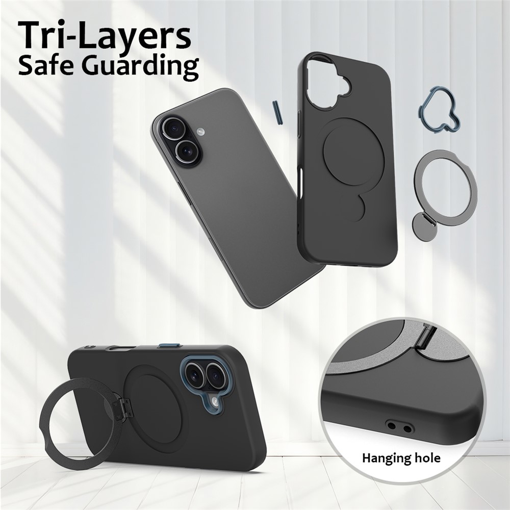  iPhone 17 Skal MagSafe Kickstand Hybrid Svart