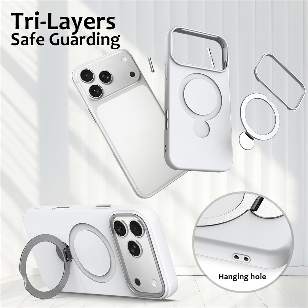  iPhone 17 Pro Skal MagSafe Kickstand Hybrid Vit