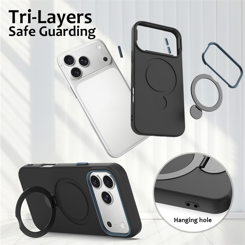  iPhone 17 Pro Max Skal MagSafe Kickstand Hybrid Svart