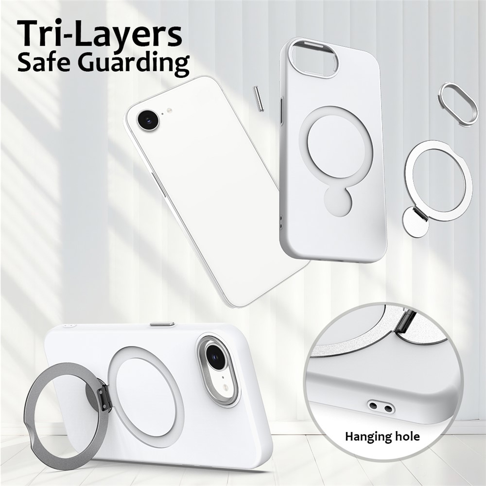  iPhone 17e / 16e Skal MagSafe Kickstand Hybrid Vit