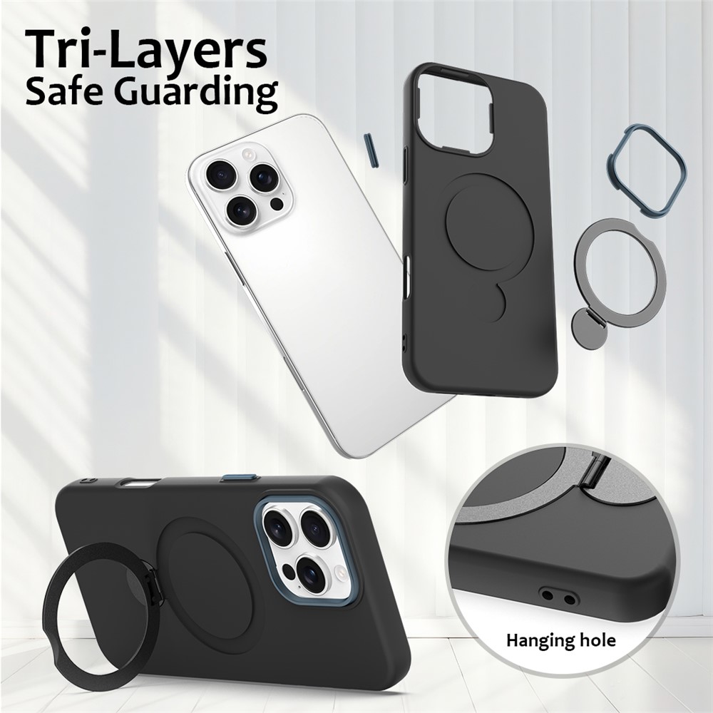  iPhone 16 Pro Skal MagSafe Kickstand Hybrid Svart