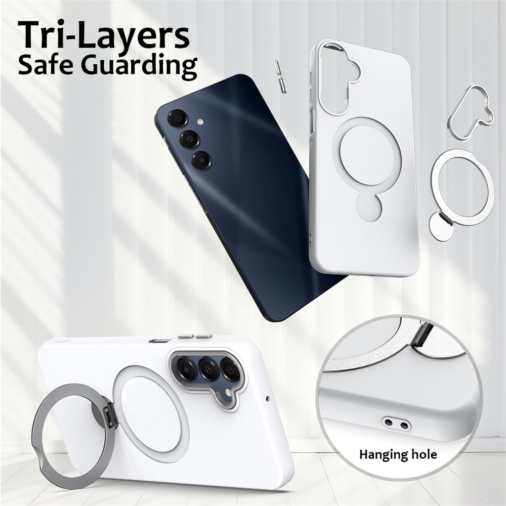  Samsung Galaxy A16 Skal MagSafe Kickstand Hybrid Vit
