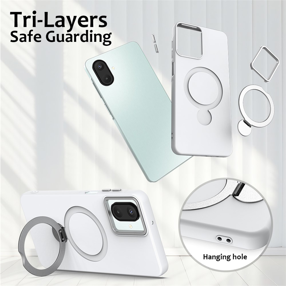  Samsung Galaxy A07 Skal MagSafe Kickstand Hybrid Vit