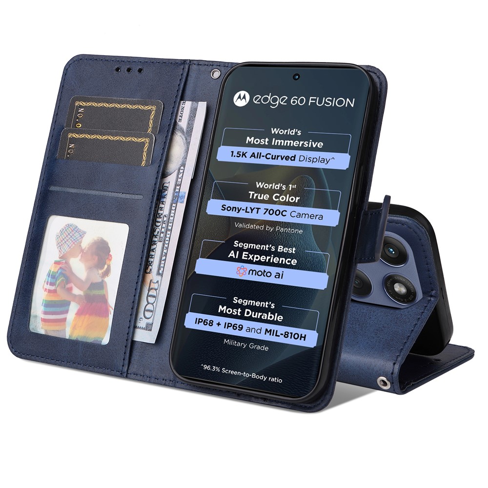  Motorola Edge 60 / 60 Pro / 60 Fusion Fodral Läder Blå