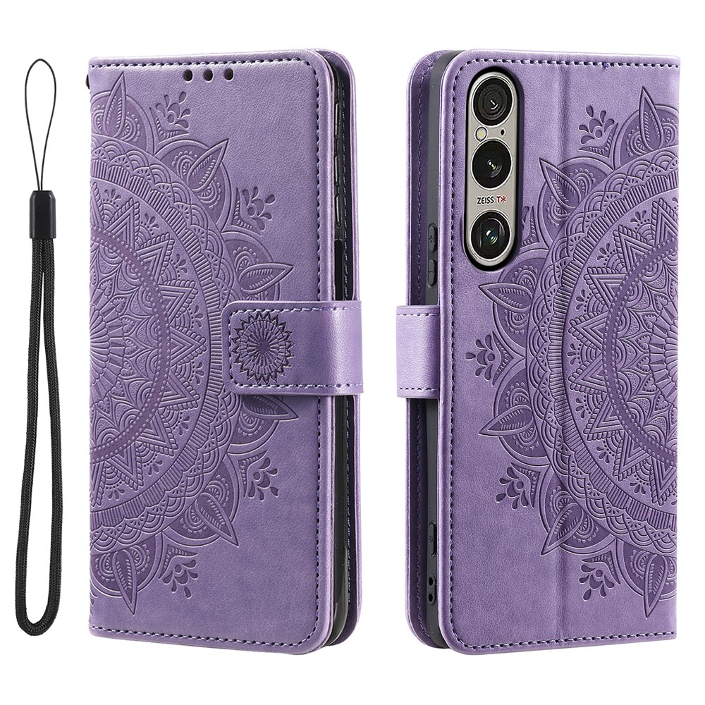  Sony Xperia 1 VII Fodral Mandala Läder Lila