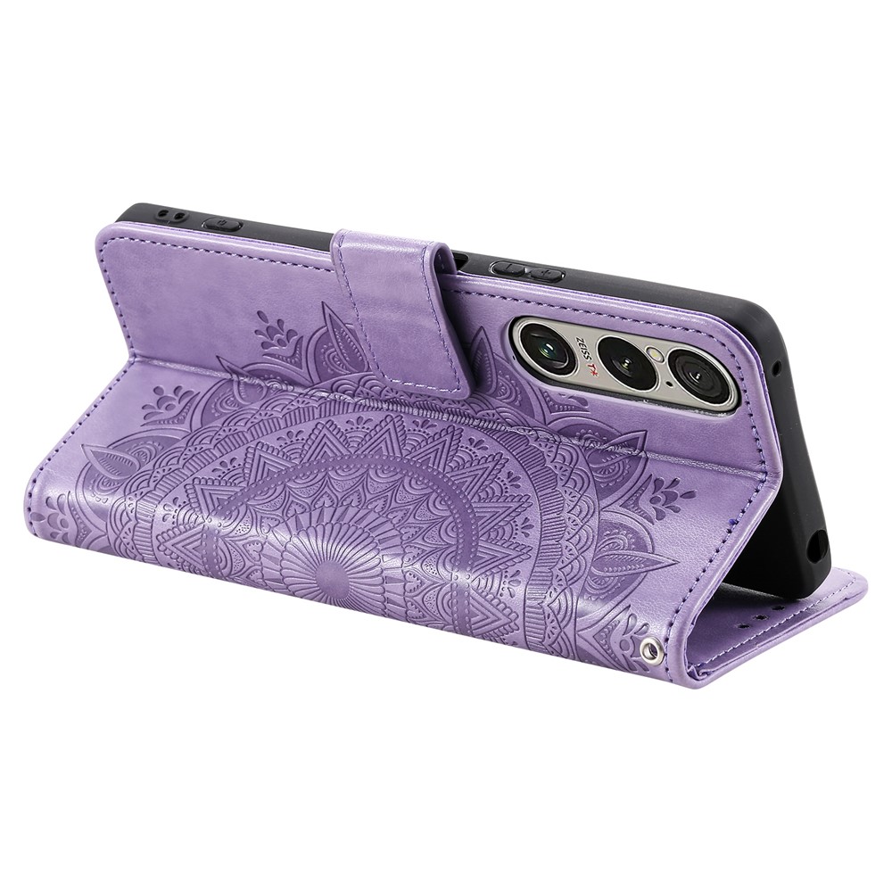  Sony Xperia 1 VII Fodral Mandala Läder Lila