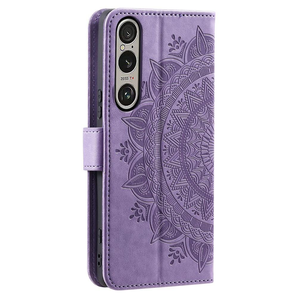  Sony Xperia 1 VII Fodral Mandala Läder Lila