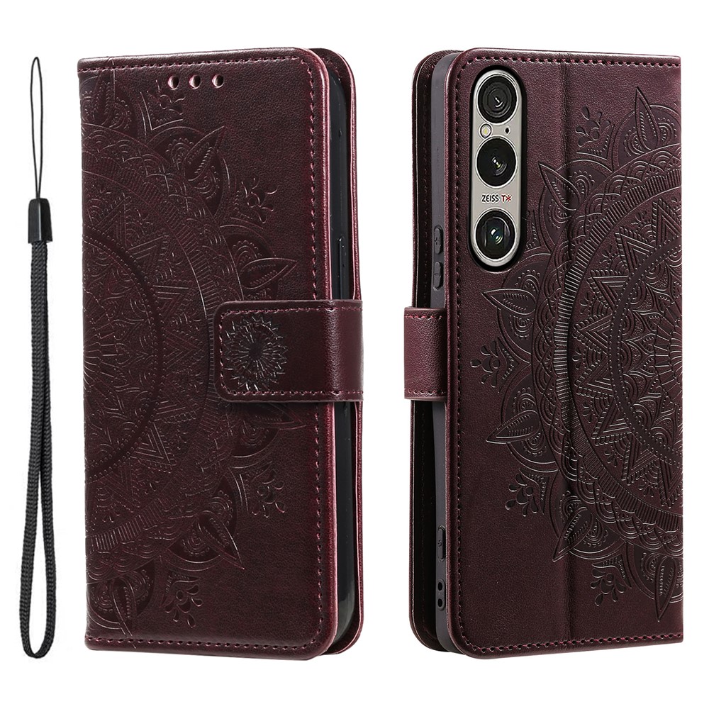  Sony Xperia 1 VII Fodral Mandala Läder Brun