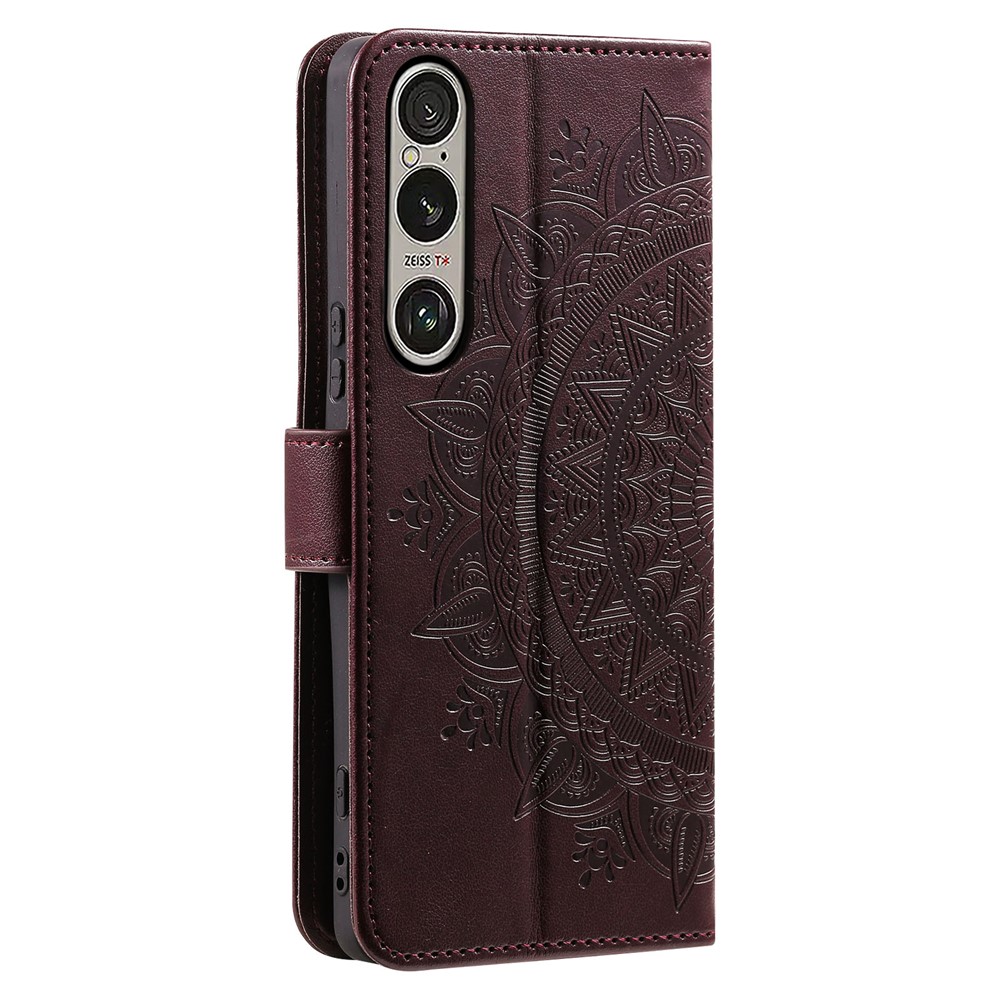  Sony Xperia 1 VII Fodral Mandala Läder Brun
