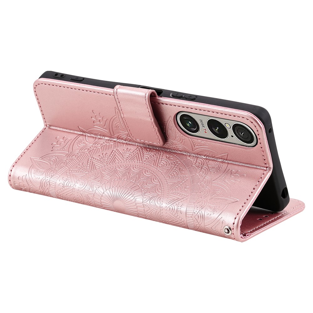  Sony Xperia 1 VII Fodral Mandala Läder Roséguld