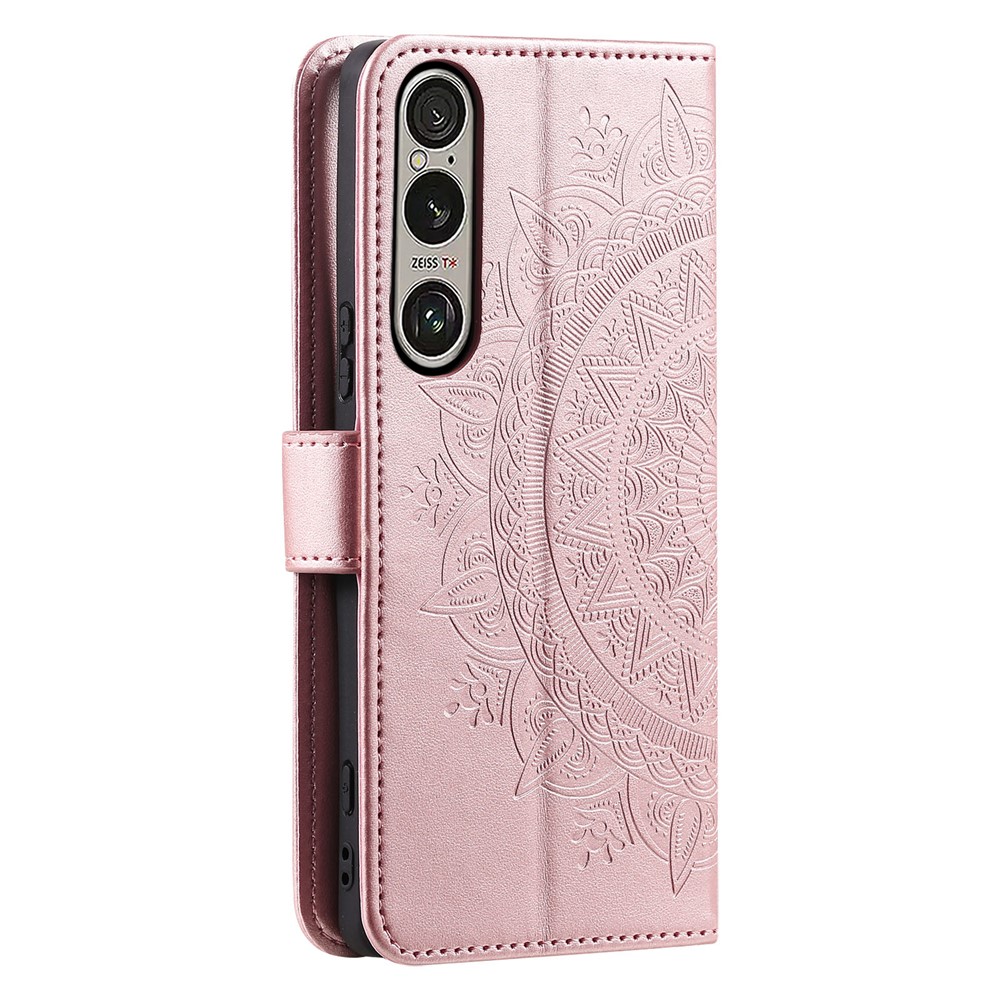  Sony Xperia 1 VII Fodral Mandala Läder Roséguld