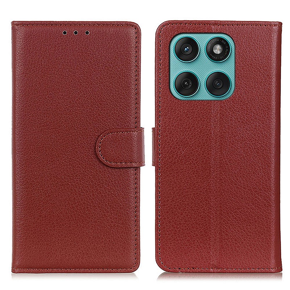  Motorola Edge 60 / 60 Fusion Fodral Litchi Läder Brun