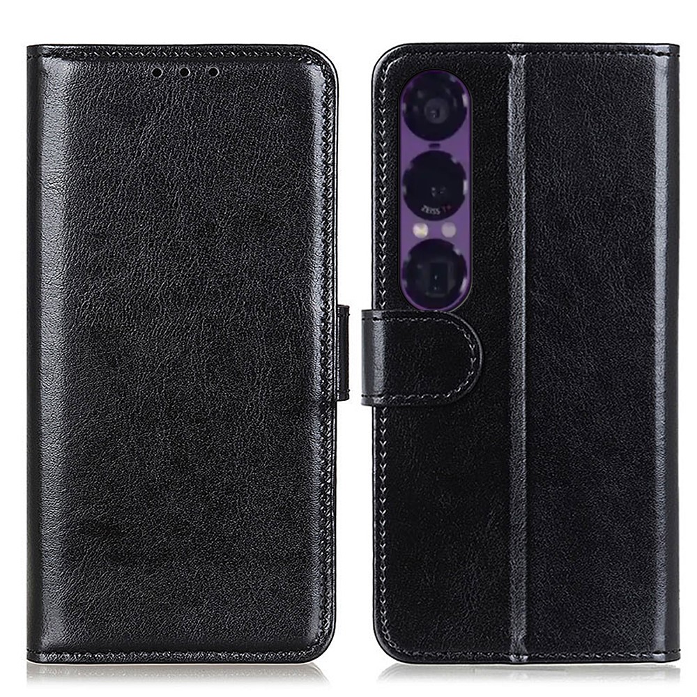 Sony Xperia 1 VII Fodral Crazy Horse Läder Svart