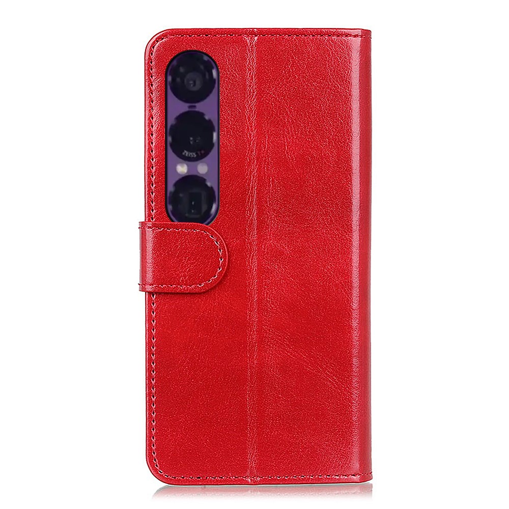  Sony Xperia 1 VII Fodral Crazy Horse Läder Röd