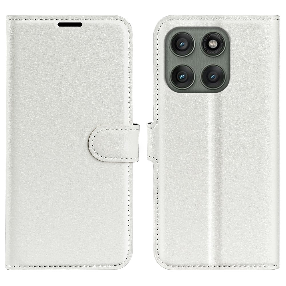  Motorola Edge 60 Pro Fodral Litchi Läder Vit