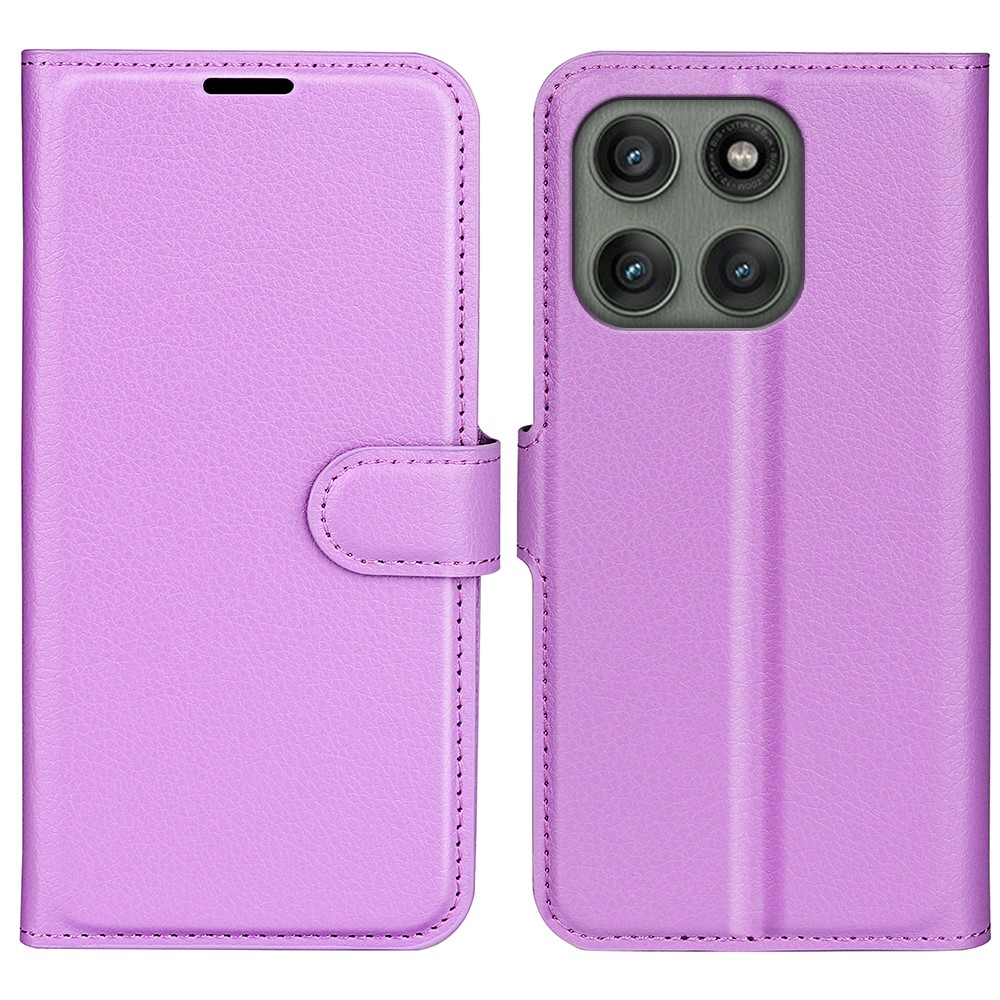 Motorola Edge 60 Pro Fodral Litchi Läder Lila