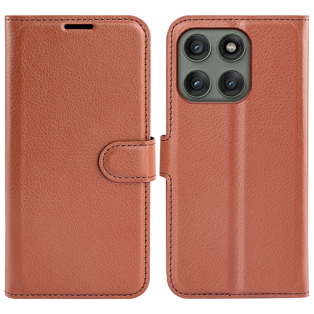  Motorola Edge 60 Pro Fodral Litchi Läder Brun