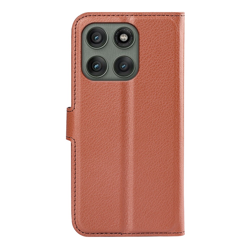  Motorola Edge 60 Pro Fodral Litchi Läder Brun