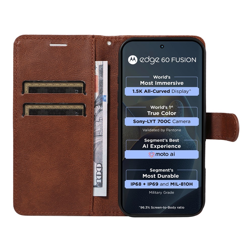  Motorola Edge 60 / 60 Pro / 60 Fusion Fodral Läder Brun