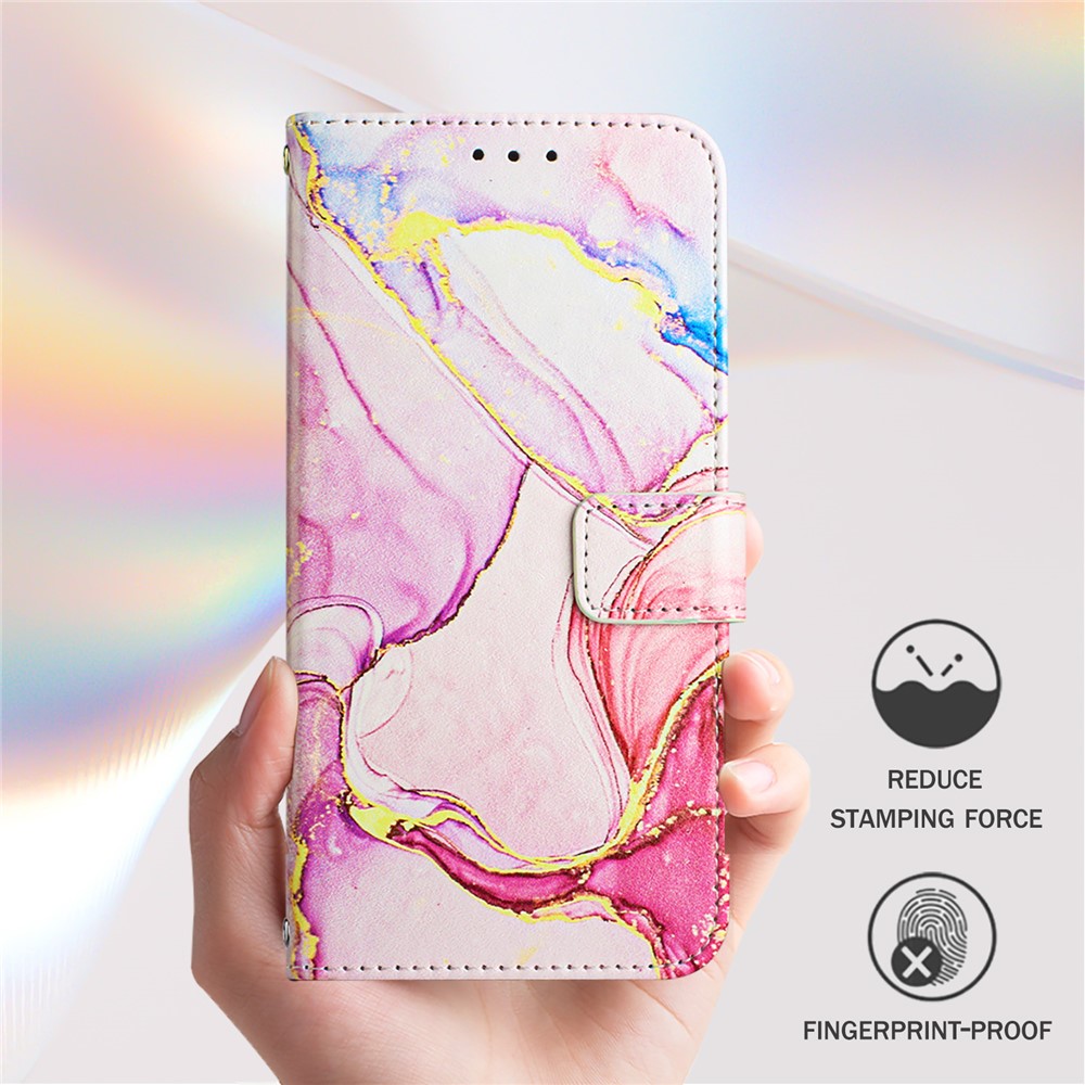  Sony Xperia 1 VII Fodral Läder Marmor Roséguld