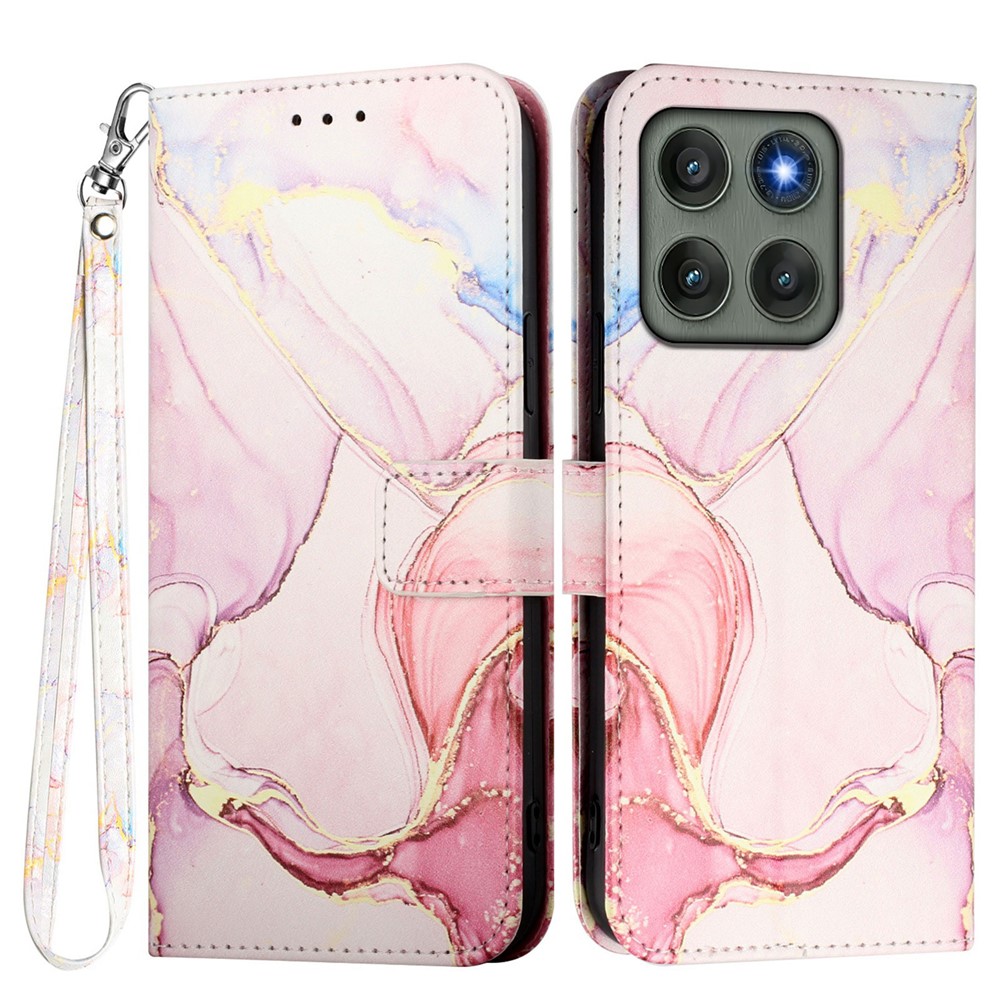 Motorola Edge 60 Pro Fodral Läder Marmor Roséguld
