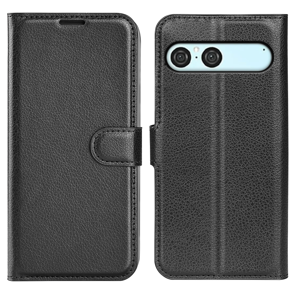  Sony Xperia 10 VII Fodral Litchi Läder Svart