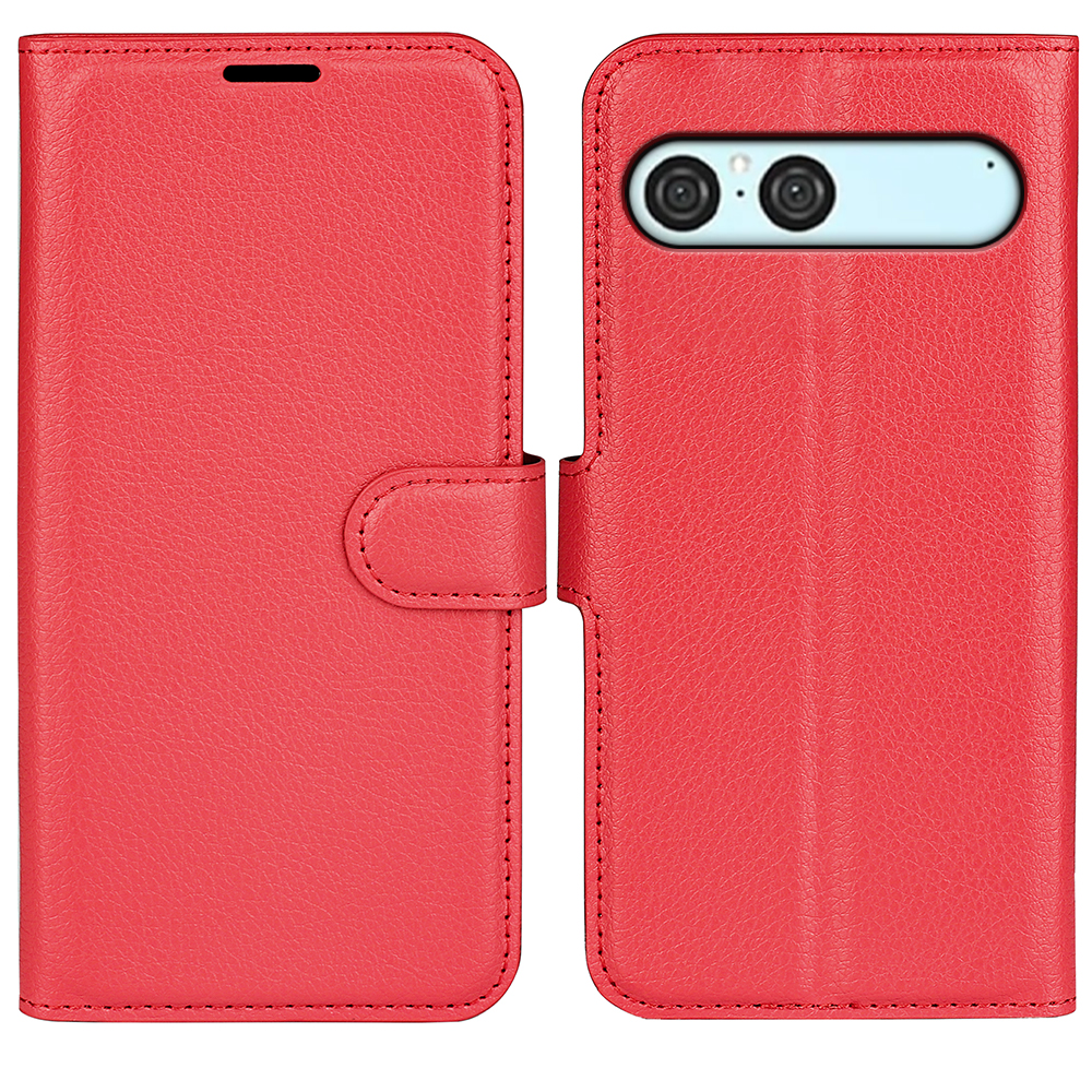  Sony Xperia 10 VII Fodral Litchi Läder Röd