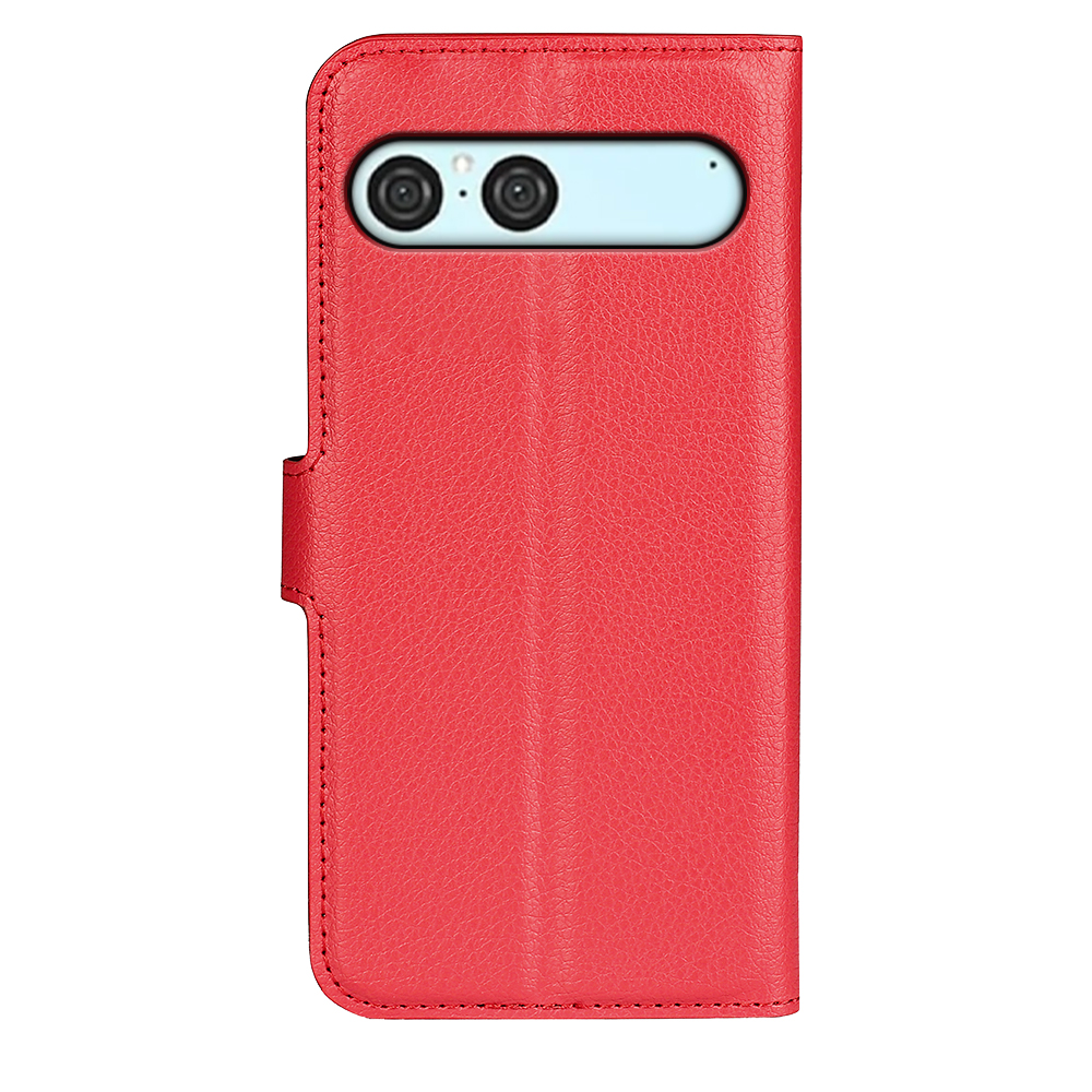  Sony Xperia 10 VII Fodral Litchi Läder Röd