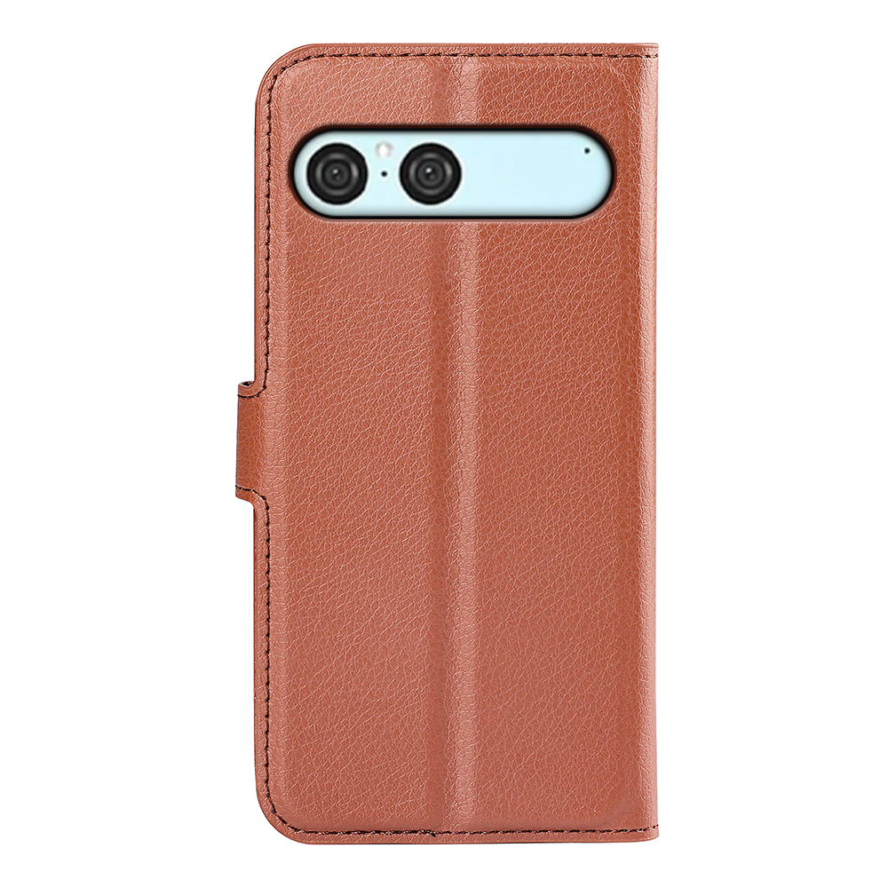  Sony Xperia 10 VII Fodral Litchi Läder Brun