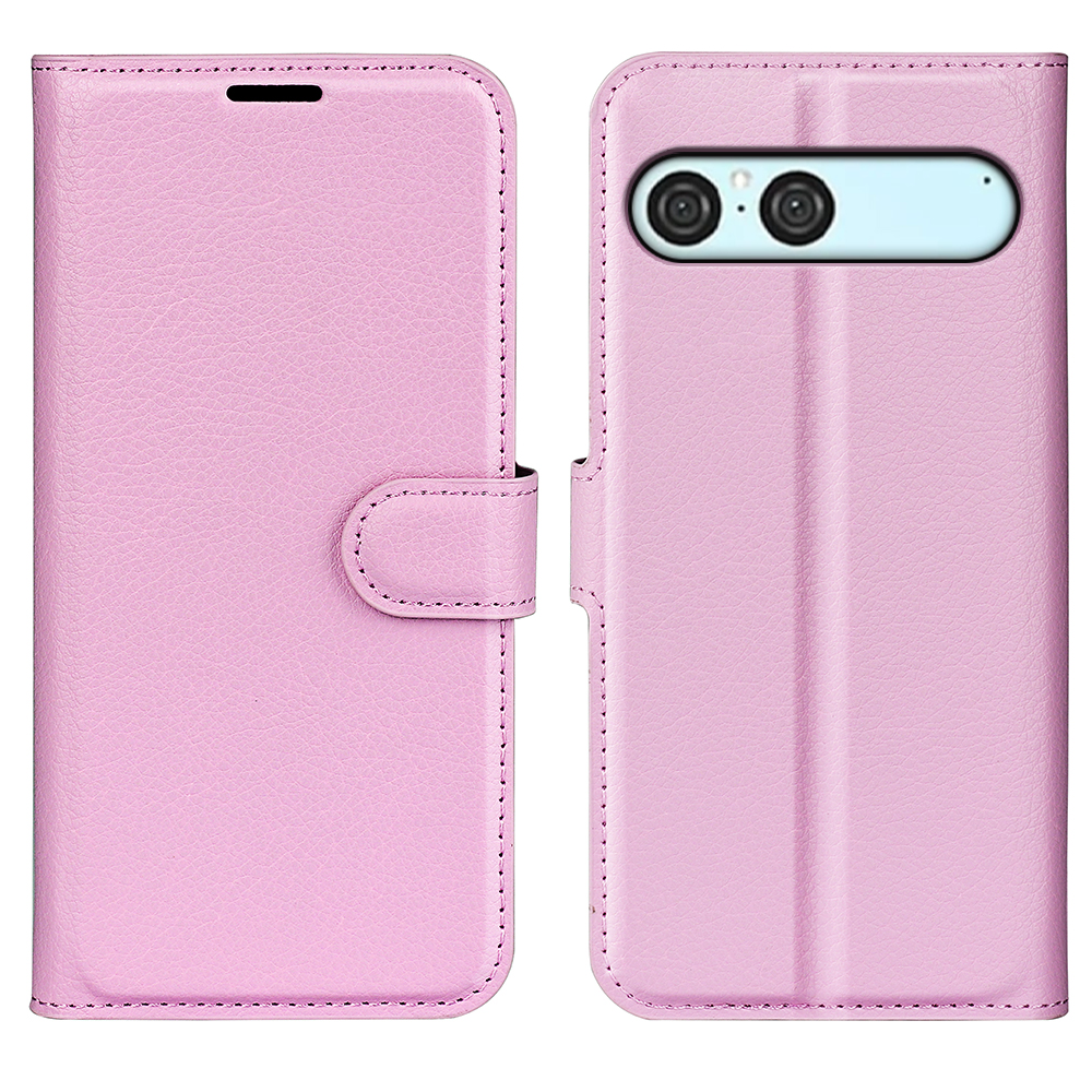  Sony Xperia 10 VII Fodral Litchi Läder Ljus Rosa