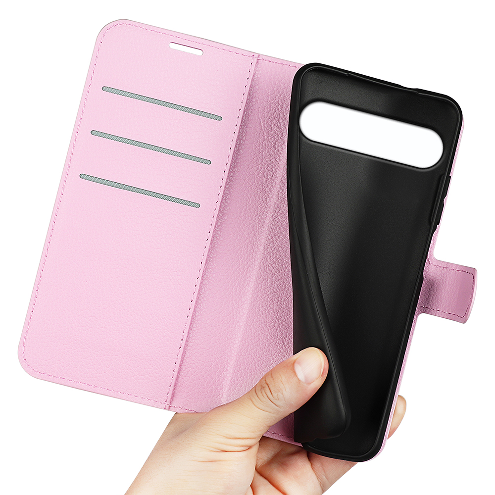  Sony Xperia 10 VII Fodral Litchi Läder Ljus Rosa
