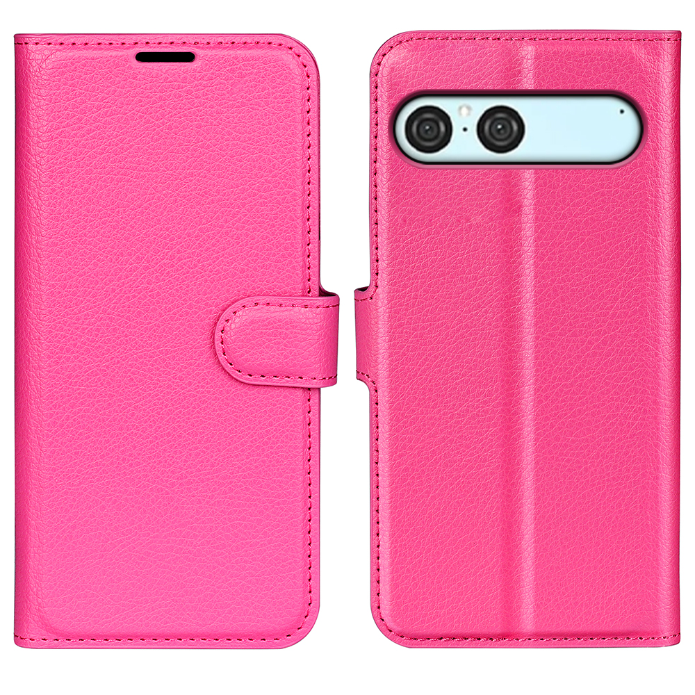  Sony Xperia 10 VII Fodral Litchi Läder Rosa