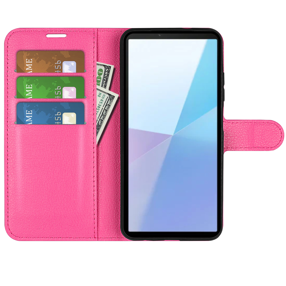  Sony Xperia 10 VII Fodral Litchi Läder Rosa