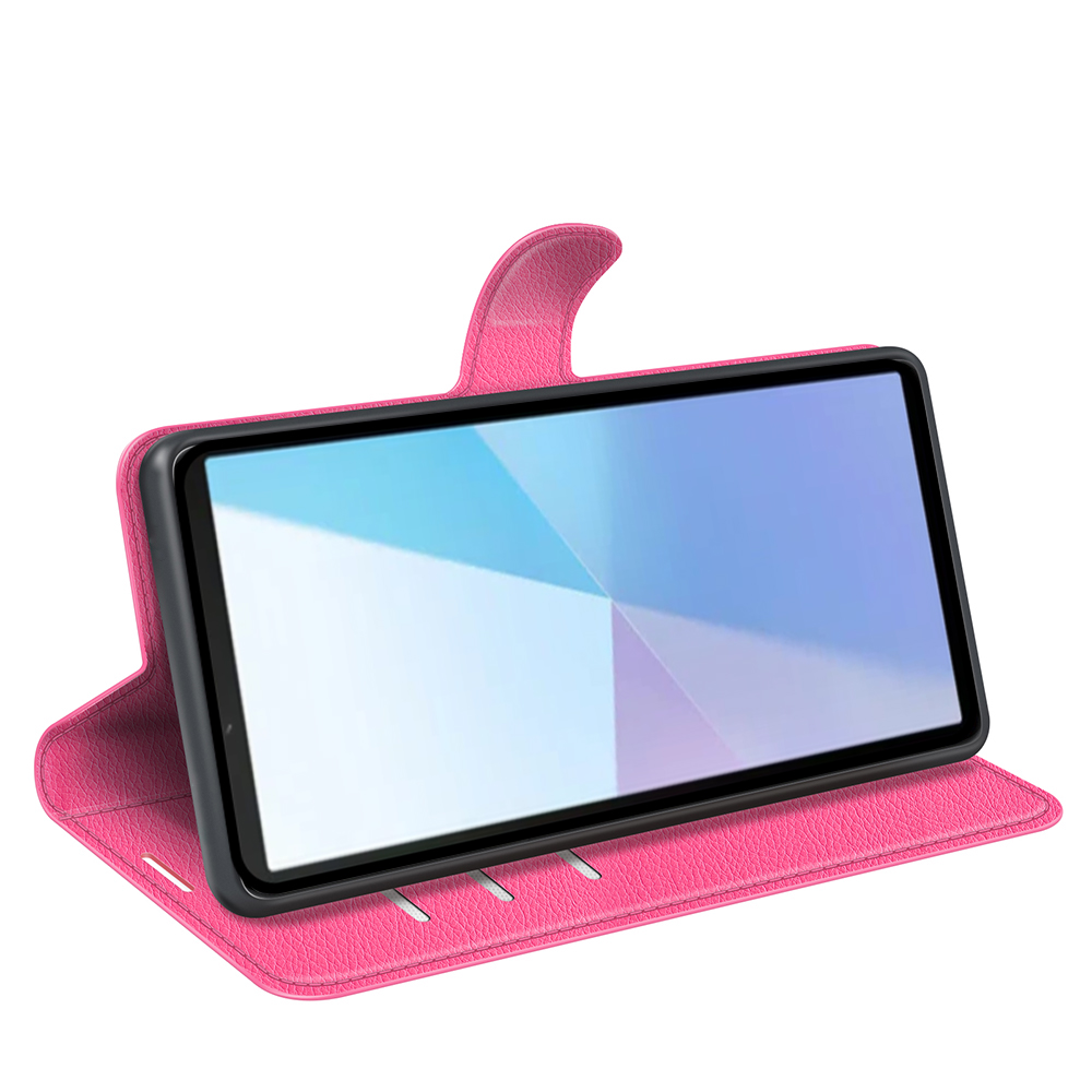 Sony Xperia 10 VII Fodral Litchi Läder Rosa