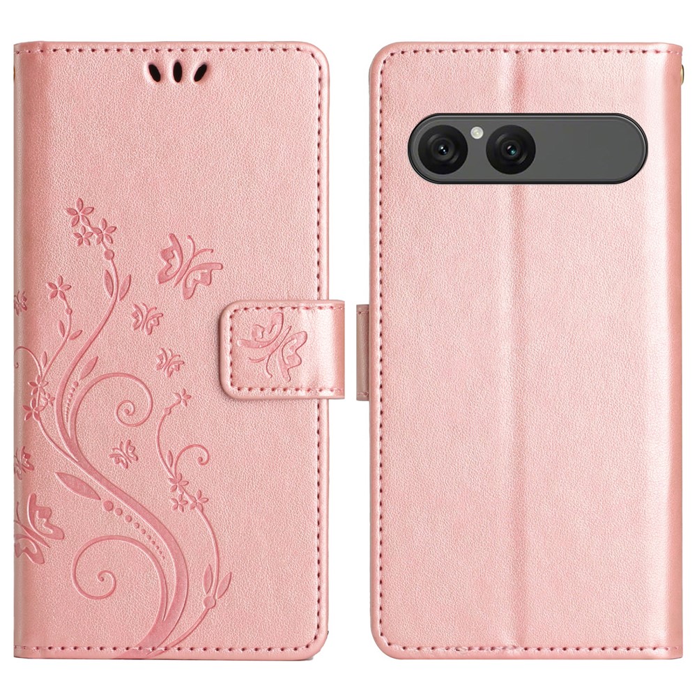  Sony Xperia 10 VII Fodral Med Blommigt Tryck Roséguld