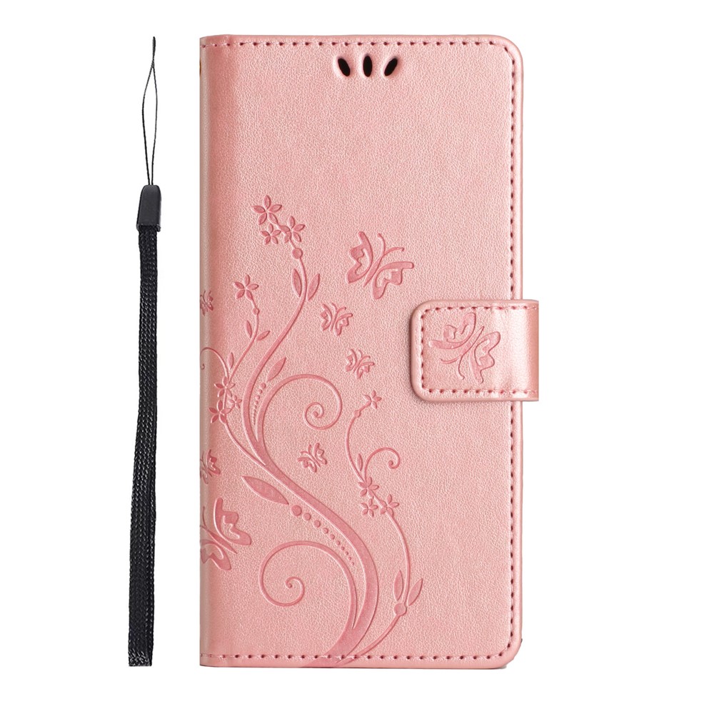  Sony Xperia 10 VII Fodral Med Blommigt Tryck Roséguld