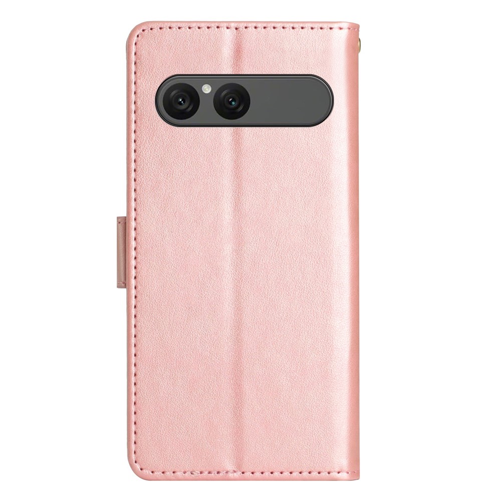  Sony Xperia 10 VII Fodral Med Blommigt Tryck Roséguld